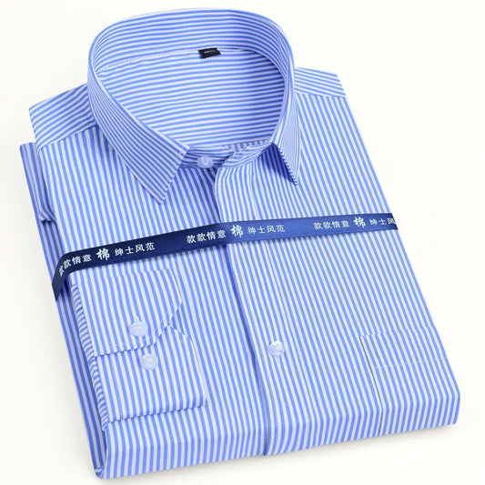 Men's Classic Long Sleeve Solid/striped Basic Shirt