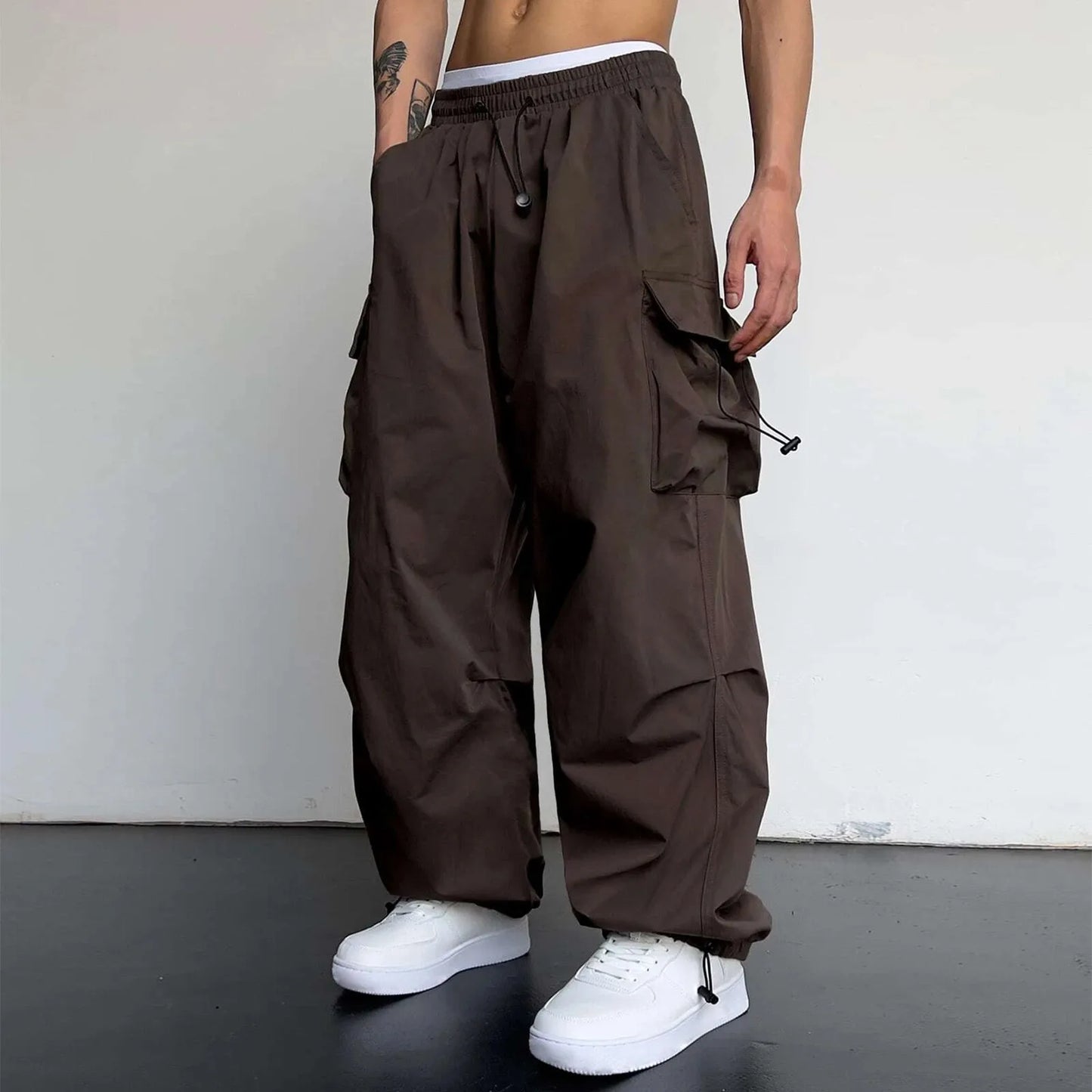 Y2k Men Carga Parachute Pants