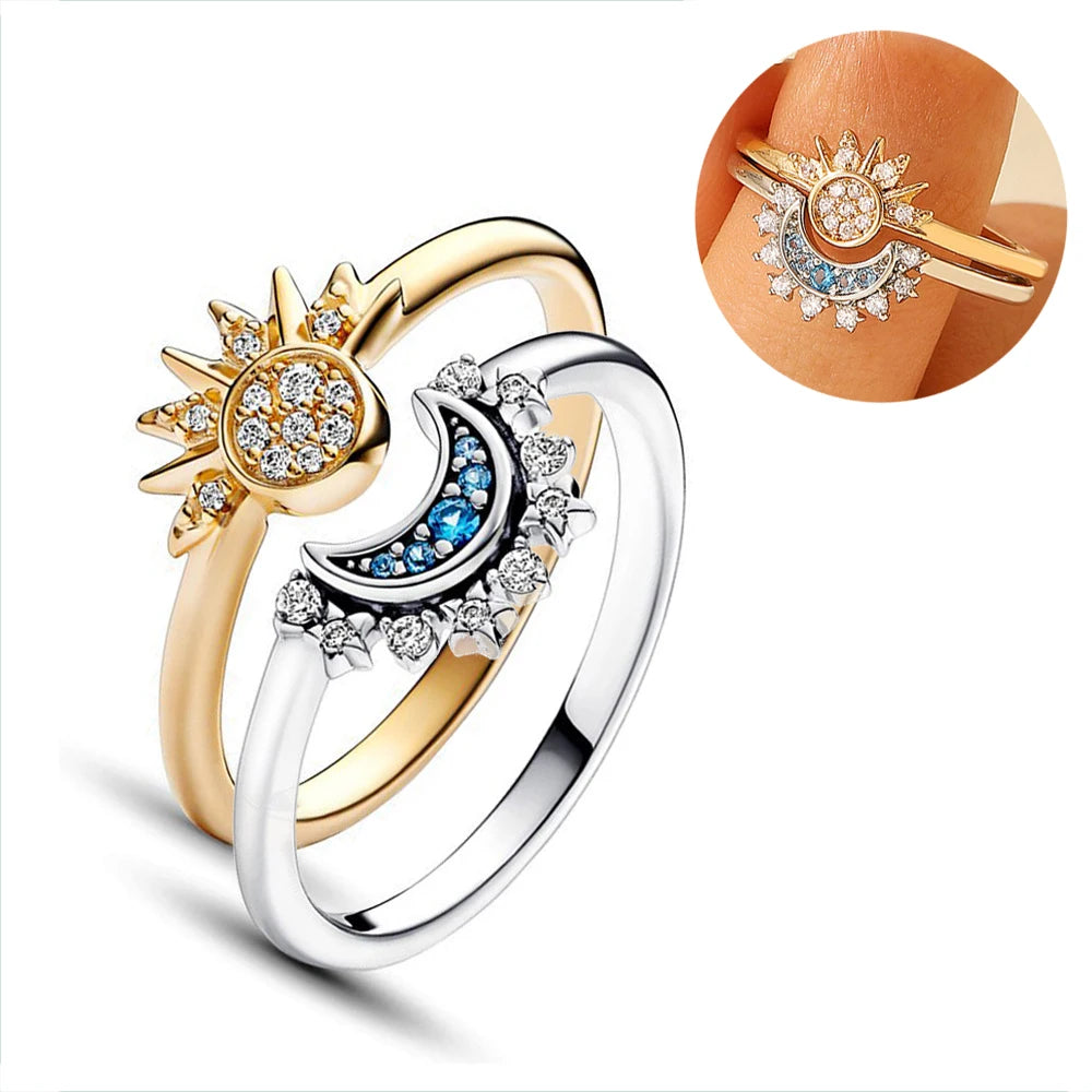 Fashion Sun Moon Star Rings For Women