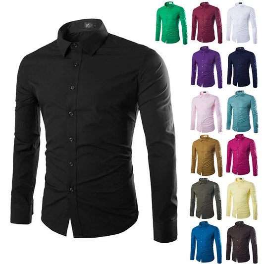 Solid Color Men's Fashionable Candy Color Shirt