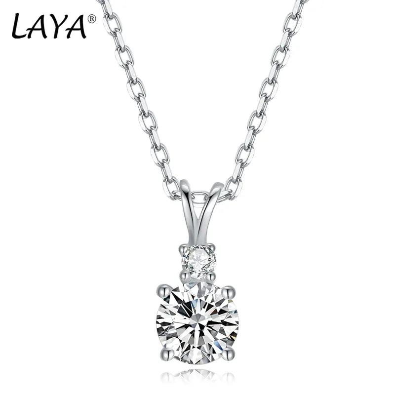 LAYA 100% S925 Sterling Silver Plated 18K D Color 0.75 Carat Moissanite Pendant Necklace Fine Jewelry Wholesale Gift 2023 Trend