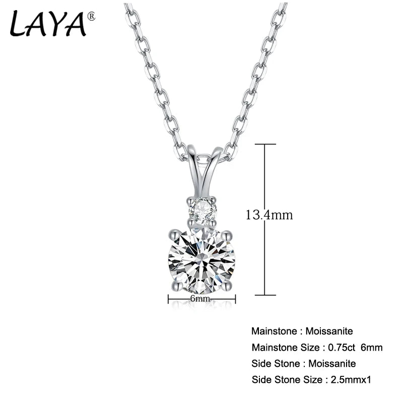 LAYA 100% S925 Sterling Silver Plated 18K D Color 0.75 Carat Moissanite Pendant Necklace Fine Jewelry Wholesale Gift 2023 Trend