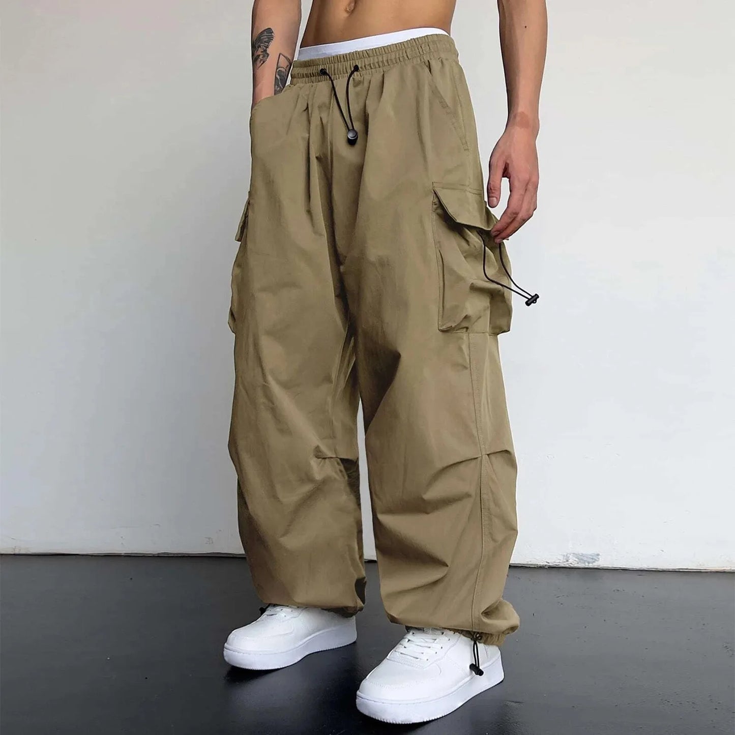 Y2k Men Carga Parachute Pants