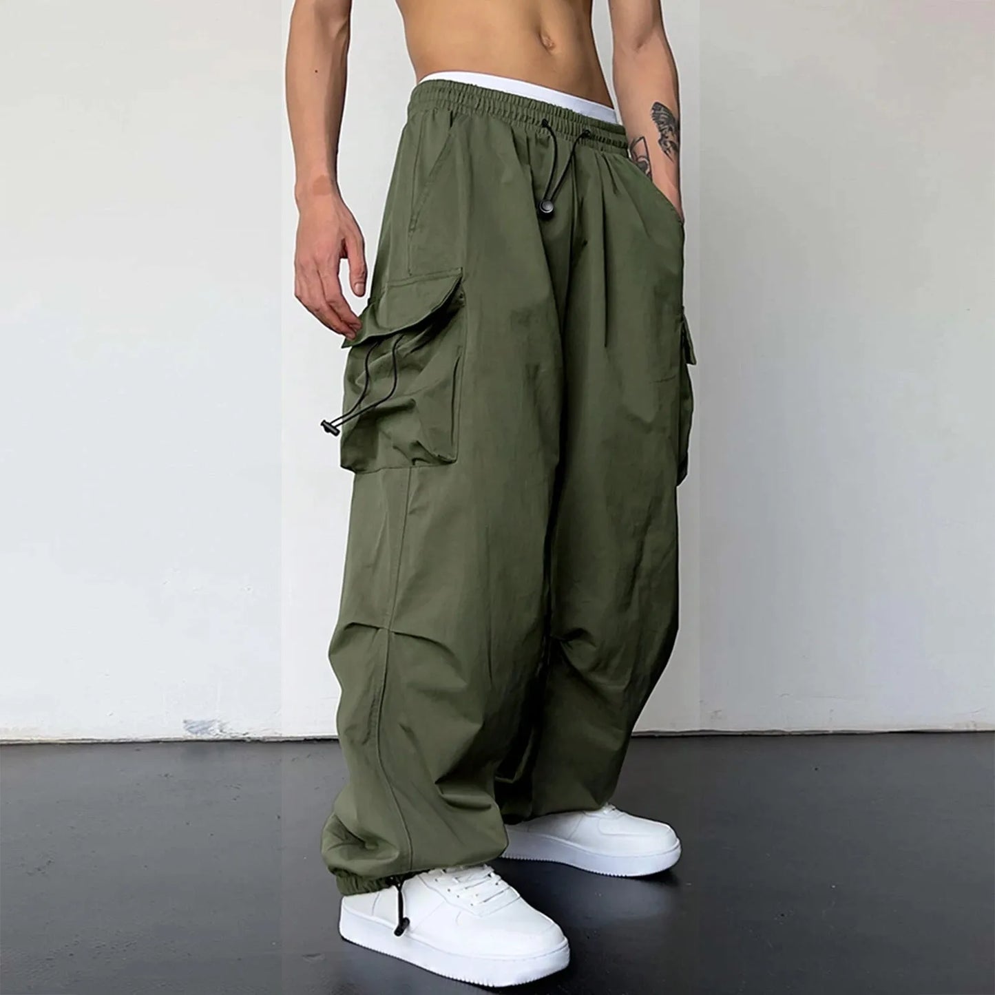 Y2k Men Carga Parachute Pants