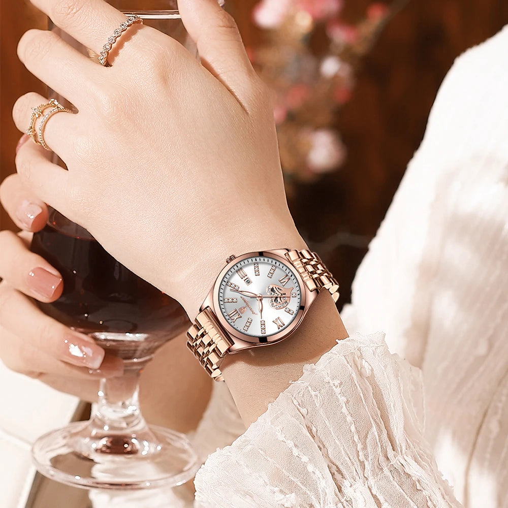 Women Watches Fashion Rose Gold Stainless Watch