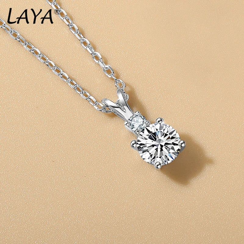 LAYA 100% S925 Sterling Silver Plated 18K D Color 0.75 Carat Moissanite Pendant Necklace Fine Jewelry Wholesale Gift 2023 Trend