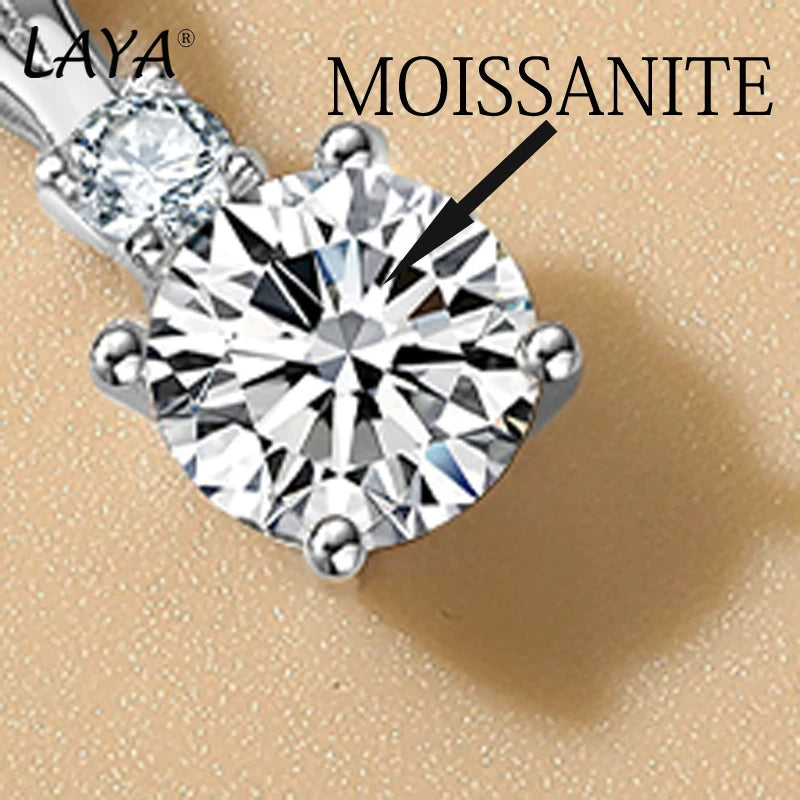 LAYA 100% S925 Sterling Silver Plated 18K D Color 0.75 Carat Moissanite Pendant Necklace Fine Jewelry Wholesale Gift 2023 Trend