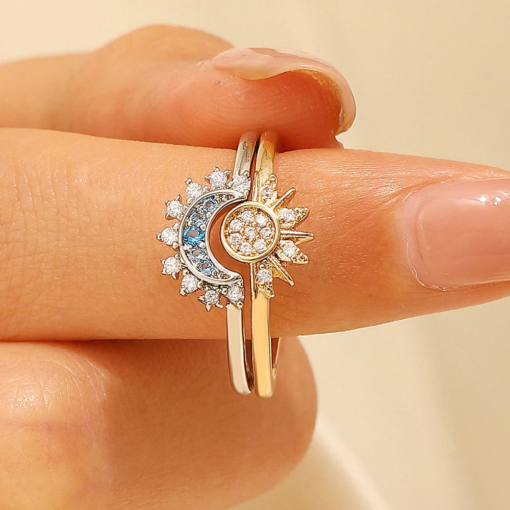 Fashion Sun Moon Star Rings For Women