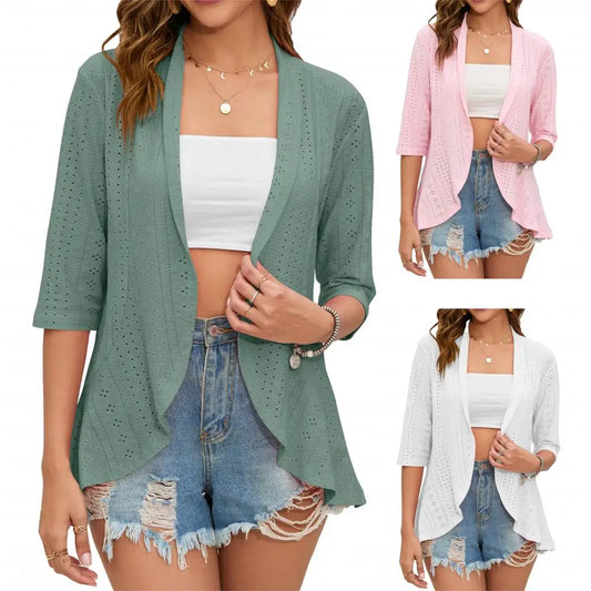 Spring Summer Women Hollow Out Cardigan Female Beach Tops