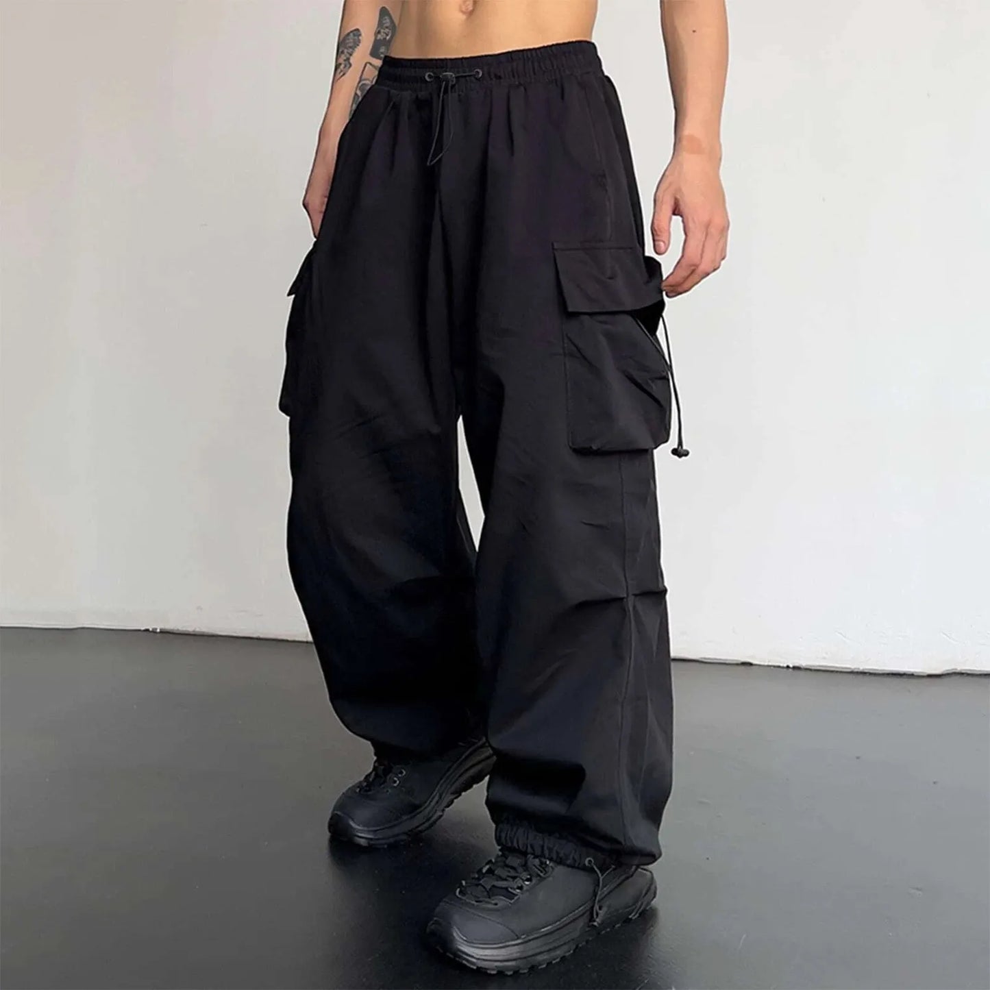 Y2k Men Carga Parachute Pants